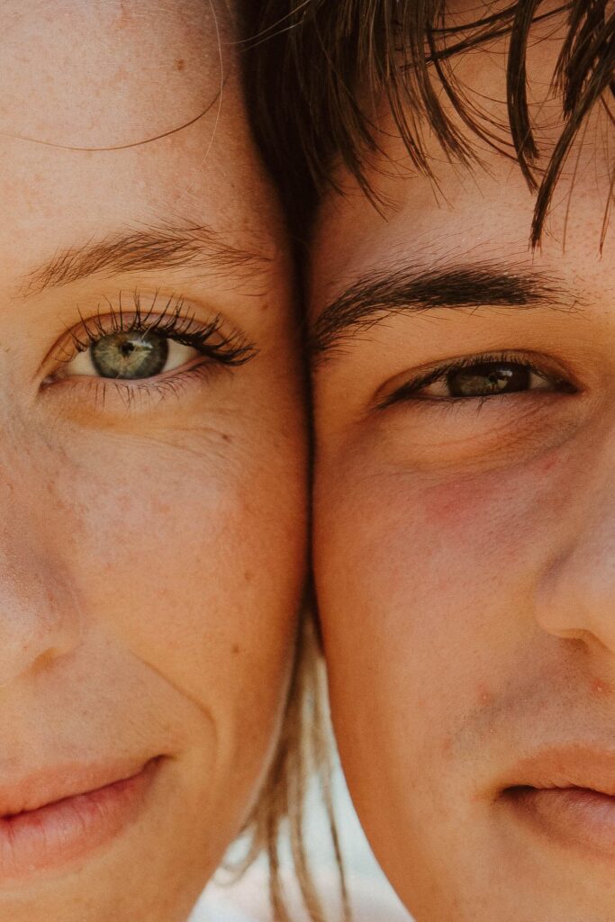 zoomed in photo of couple's eyes next to each other engagement photographer kauai